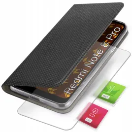 etui-z-klapka-do-xiaomi-redmi-note-8-pro-czarne-zamykane-magnetyczne-szklo
