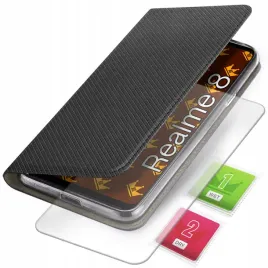 etui-z-klapka-do-realme-8-8-pro-czarne-zamykane-magnetyczne-kabura-szklo