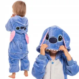 Zdjęcie produktu Piżama Dla Dzieci Dziecięca Kigurumi Onesie Kostium Stich Niebieski 105-115