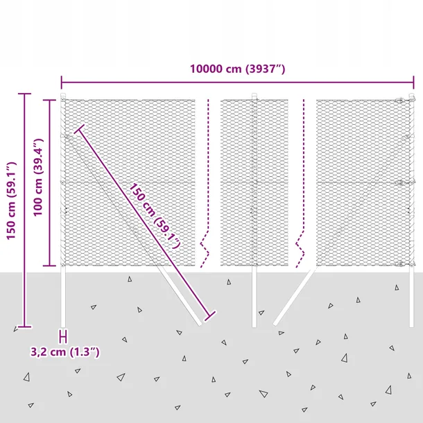 szary-plot-heksagonalny-1x100-m-stal-stan-nowy-producent-vidaxl