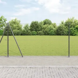 ogrodzenie-szesciokatne-szary-1-2x50-m-stal-slupki-ogrodzeniowe-z-podstawa