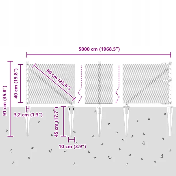 szary-plot-hexagonalny-04x50-m-ze-stali-posty-do-plotu-z-kolcem-13-szt-o-stan-nowy-rodzaj-plot-azurowy