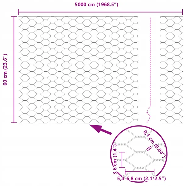 szary-plot-szesciokatny-0-6x50-m-stal-producent-vidaxl