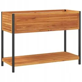 donica-ogrodowa-z-polka-110x45x80-cm-drewno-akacjowe-i-stal