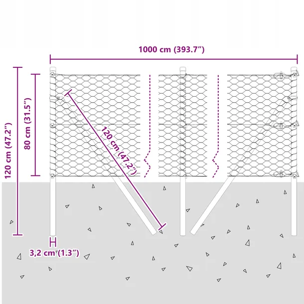 hexagonalny-plot-0-8x10-m-ocynkowana-stal-stan-nowy-producent-vidaxl