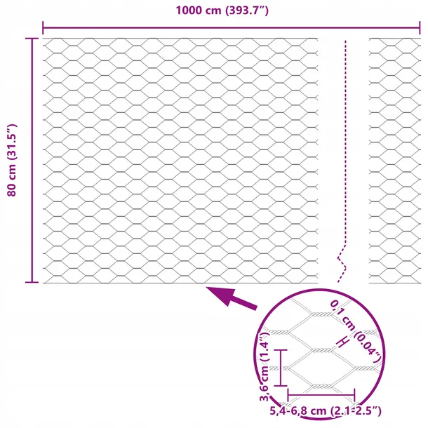 hexagonalny-plot-0-8x10-m-ocynkowana-stal-dlugosc-10-m-stan-nowy