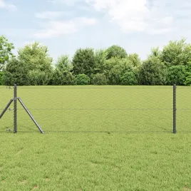 ogrodzenie-heksagonalne-szare-0-6x10-m-stal-slupki-ogrodzeniowe-7-sztuk-sz