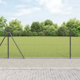 ogrodzenie-z-drutu-spawanego-z-13-slupkami-flanzowymi-szare-1x100-m-stal