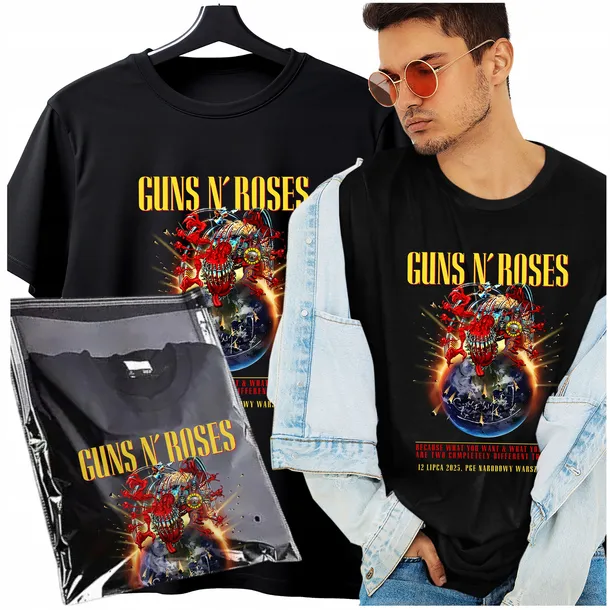 KOSZULKA GUNS N ROSES GNR EUROPEAN TOUR 2025 PGE NARODOWY WARSZAWA