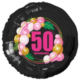balon-foliowy-liczba-50-baloniki-czarno-rozowy-18-rnd
