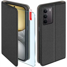 etui-z-klapka-do-realme-c75-zamykane-czarne-futeral-szklo-9h