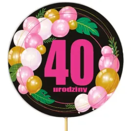 topper-papierowy-40-urodziny-baloniki-czarno-rozowy-185-x-11-cm