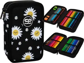 coolpack-podwojny-piornik-wyposazeniem-jumper-2-daisy-black-stokrotka-kwiat