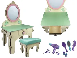 drewniana-toaletka-z-lustrem-taboret-akcesoria-dla-dzieci-suszarka-szczotka