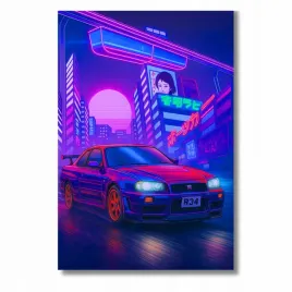obraz-na-plotnie-nissan-skyline-gtr-r34-wzor-2-40x50cm-futurystyczny-neon