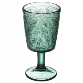pokal-szklany-leaves-340-ml-zielony-tropikalny-wzor-grube-szklo
