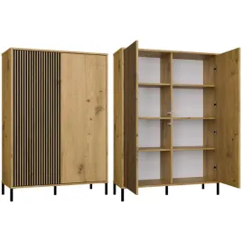 witryna-nowoczesna-slim-gladki-dab-artisan-lamele-front-ryflowany