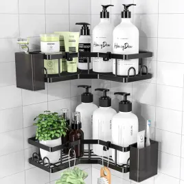 2x-polka-prysznicowa-czarna-bez-wiercenia-stylowe-wyposazenie-lazienki