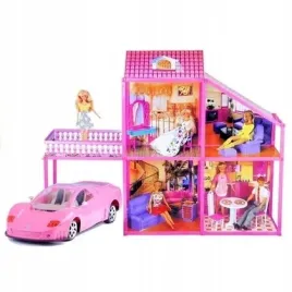 willa-dla-lalek-z-rozowym-autem-leantoys
