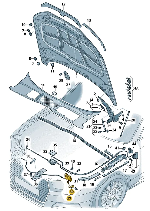 zamek-maski-przod-audi-a4-b9-q4-e-tron-oryginal-stan-nowy