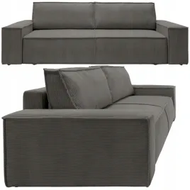 sofa-rozkladana-z-pojemnikiem-na-posciel-sztruksowa-ciemnoszara-257x102cm