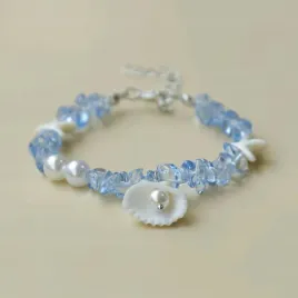 niebieska-bransoletka-perly-muszle-kamienie-recznie-robiona-summer-shells