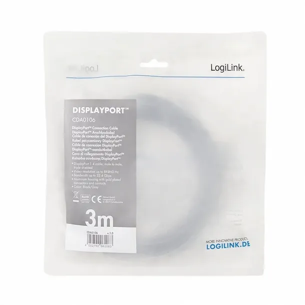 przewod-logilink-displayport-3-0m-marka-logilink