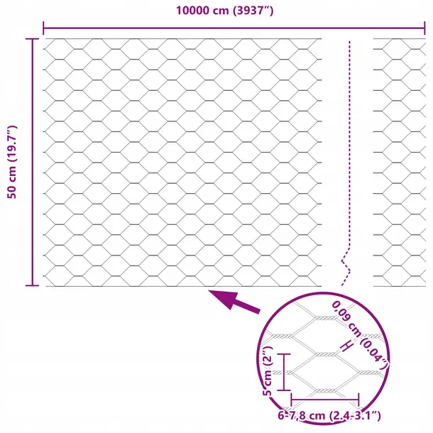 vidaxl-plot-hexagon-szary-0-5x100-m-stalowy-kolor-szary