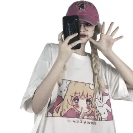 damska-koszulka-t-shirt-anime-manga-styl-kawaii-dziewczynka-kroliki-xl