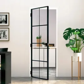 vidaxl-drzwi-wewnetrzne-czarne-76x2015-cm-szklo-i-aluminium
