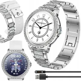 smartwatch-damski-zegarek-srebrny-dwa-paski-polskie-menu-rozmowy-44mm