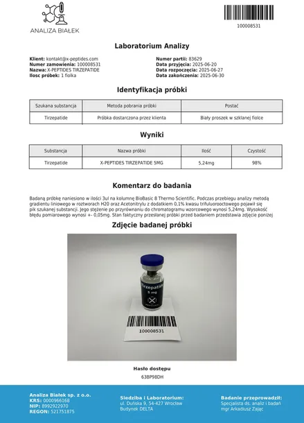 Tirzepatide tirzepatyd GLP-1 + GIP 15 mg + BAC 3ml Przebadane w PL TIR   268800723 - ERLI.pl