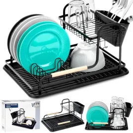 ociekacz-duza-suszarka-naczynia-talerze-sztucce-2-pietrowa-poziomowa-czarna