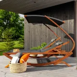 lezak-ogrodowy-drewniany-z-daszkiem-lezanka-z-regulacja-poduszka-balkon-stan-opakowania-oryginalne