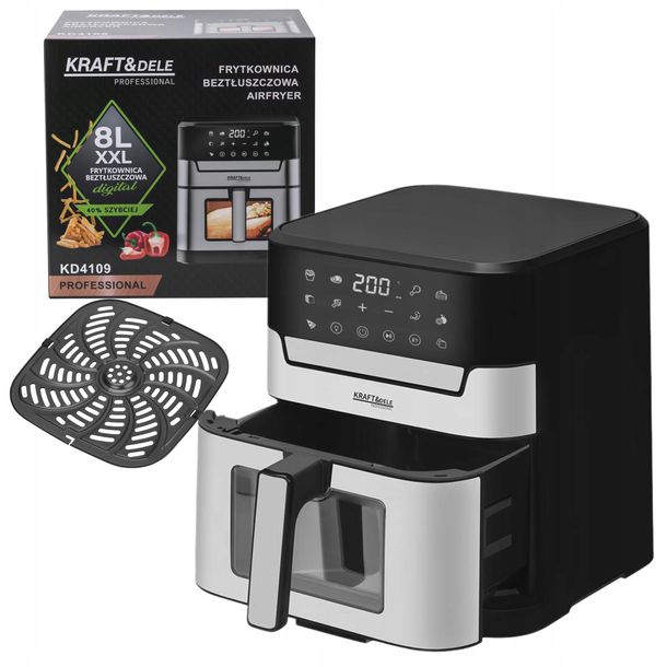 ﻿KRAFT&DELE FRYTKOWNICA BEZTŁUSZCZOWA AIRFRYER 8L 2200W 80–200C LED KD4109