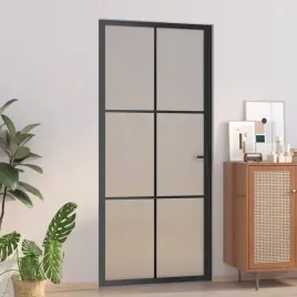 vidaxl-drzwi-wewnetrzne-93x2015-cm-czarne-matowe-szklo-i-aluminium