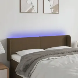 vidaxl-zaglowek-do-lozka-z-led-ciemnobrazowy-147x16x78-88cm-tkanina