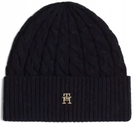 czapka-damska-z-welna-tommy-hilfiger-zimowa-beani-granatowa-welniana