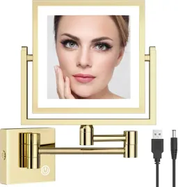 lustro-do-makijazu-reckodor-z-oswietleniem-3x-zoom-kwadratowe-zlote