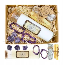 zestaw-happy-mind-swieca-ametyst-palo-santo-biala-szalwia-bransoletki