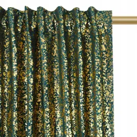 welurowa-zaslona-250x140cm-na-tasmie-wave-ciemnozielona-zloty-wzor-kropelki