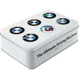 puszka-tloczona-metalowa-biala-plaska-bmw-logo-evolution-nadruk