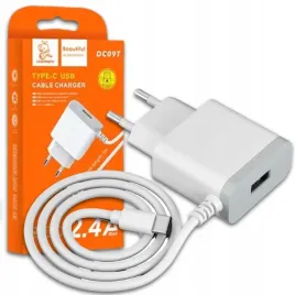 denmen-biala-ladowarka-sieciowa-usb-kabel-typ-c-dc09t-w