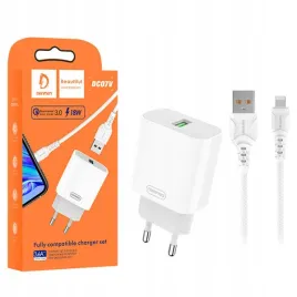 ladowarka-sieciowa-36a-18w-biala-denmen-kabel-iphone-3600ma-fast-chargin