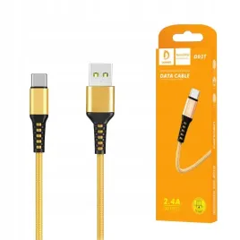 kabel-usb-wzmacniany-oplot-typ-c-denmen-zloty-1m-d02t