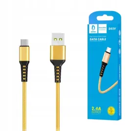 kabel-usb-wzmacniany-oplot-micro-denmen-zloty-1m-d02v