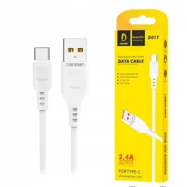 kabel-usb-typ-c-denmen-bialy-24a-1m-usb-c-d01t