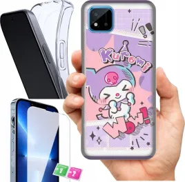 etui-na-realme-c20-wzory-kuromi-szklo