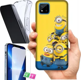 etui-na-realme-c20-wzory-minionki-szklo