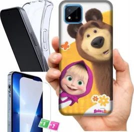 etui-na-realme-c20-wzory-masza-i-niedzwiedz-szklo